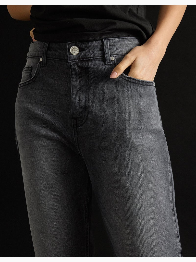 Jean mom fuselé pour femme MO Fashion Gris - Kiabi
