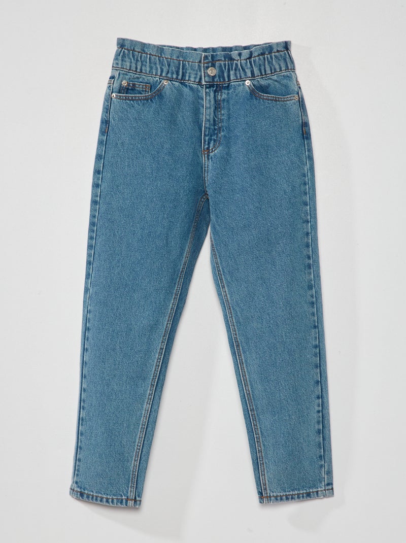 Jean mom paper bag - 5 poches Bleu - Kiabi