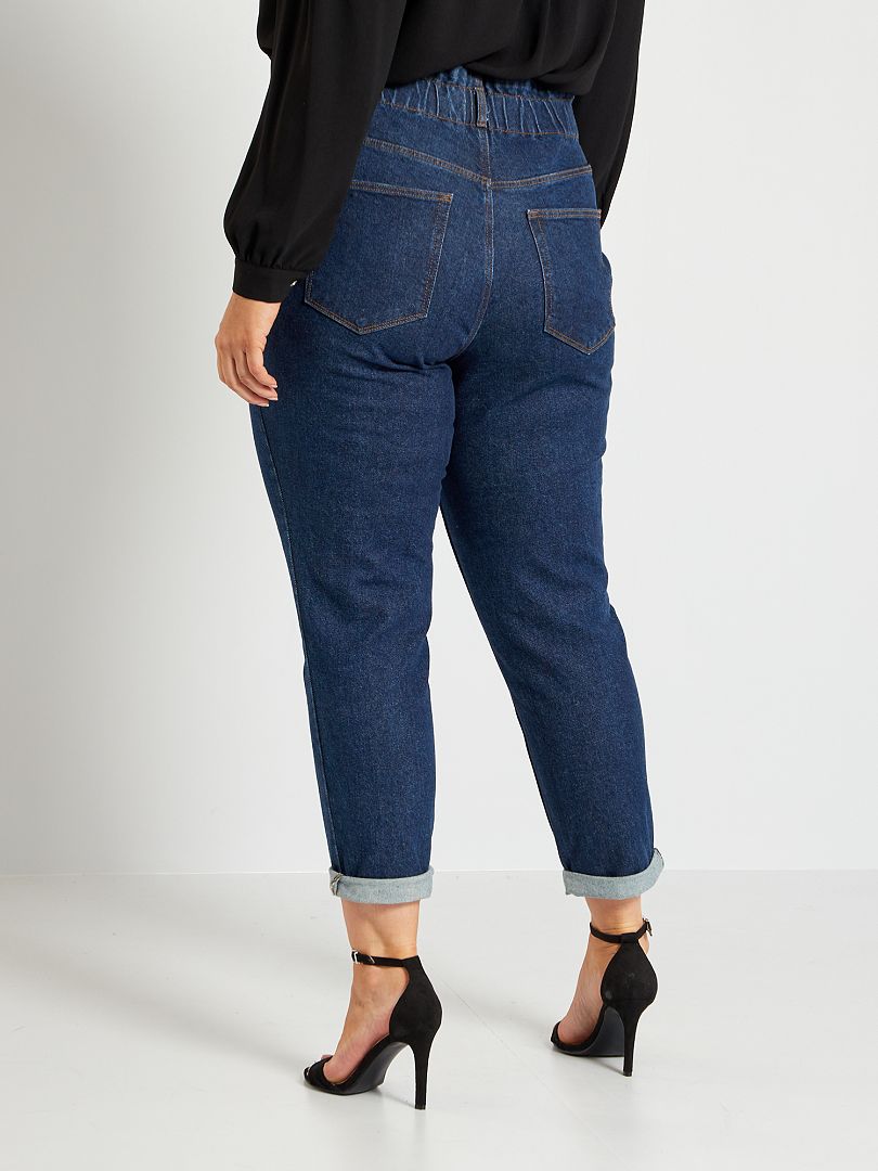 Jean mom taille élastiquée - bleu foncé - Kiabi - 22.00€