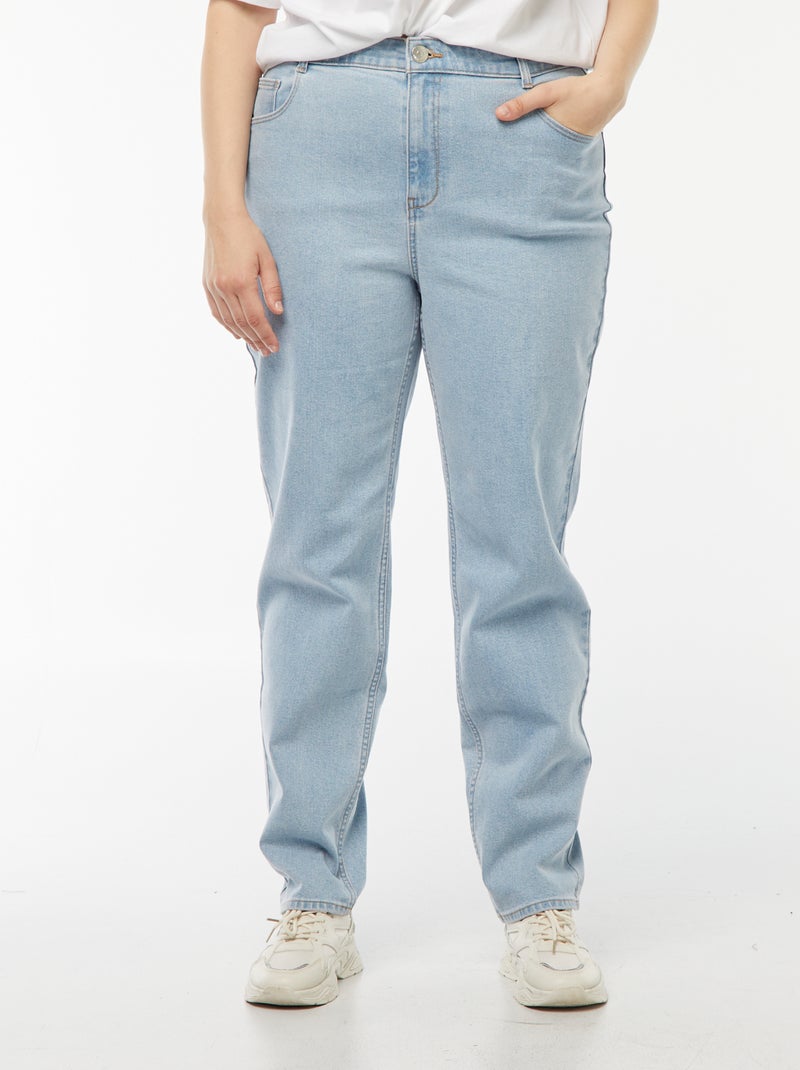 Jean mom taille haute - L34 Bleu - Kiabi