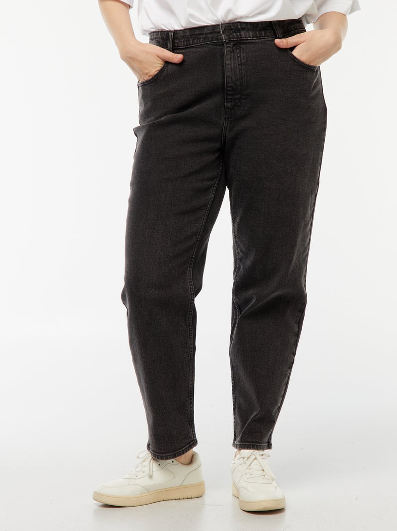 Jean mom taille haute - L34 Noir - Kiabi