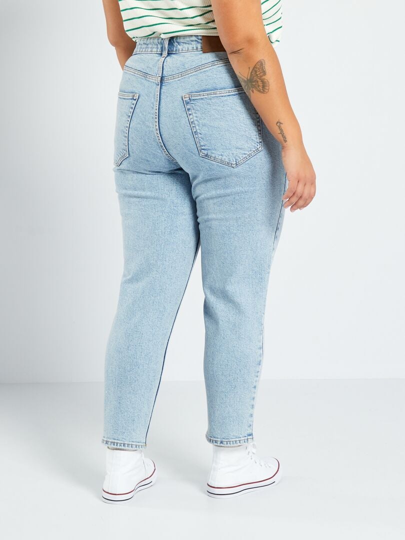 Jean mom taille haute 34L - 5 poches - Bleu clair - Kiabi - 22.00€