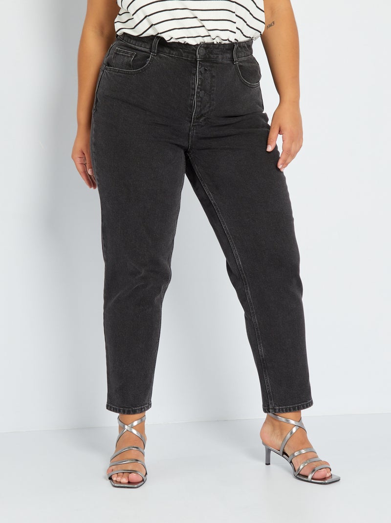 Jean mom taille haute 34L - 5 poches Noir - Kiabi