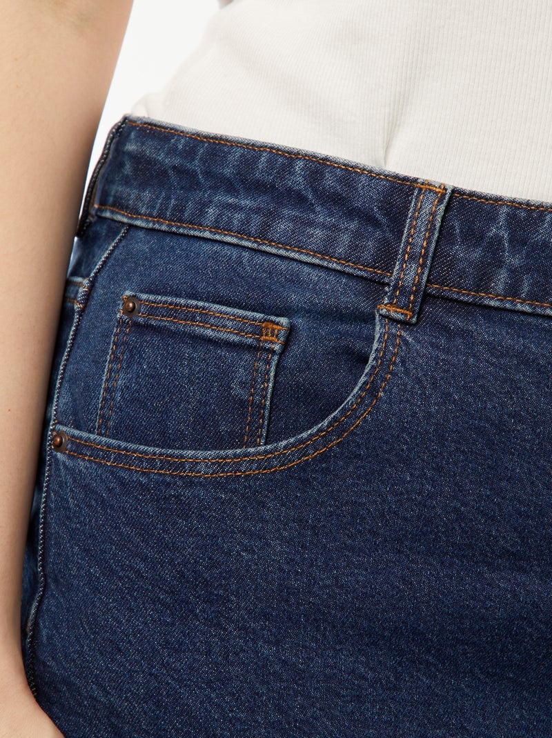 Jean mom taille haute 5 poches - L32 Bleu - Kiabi