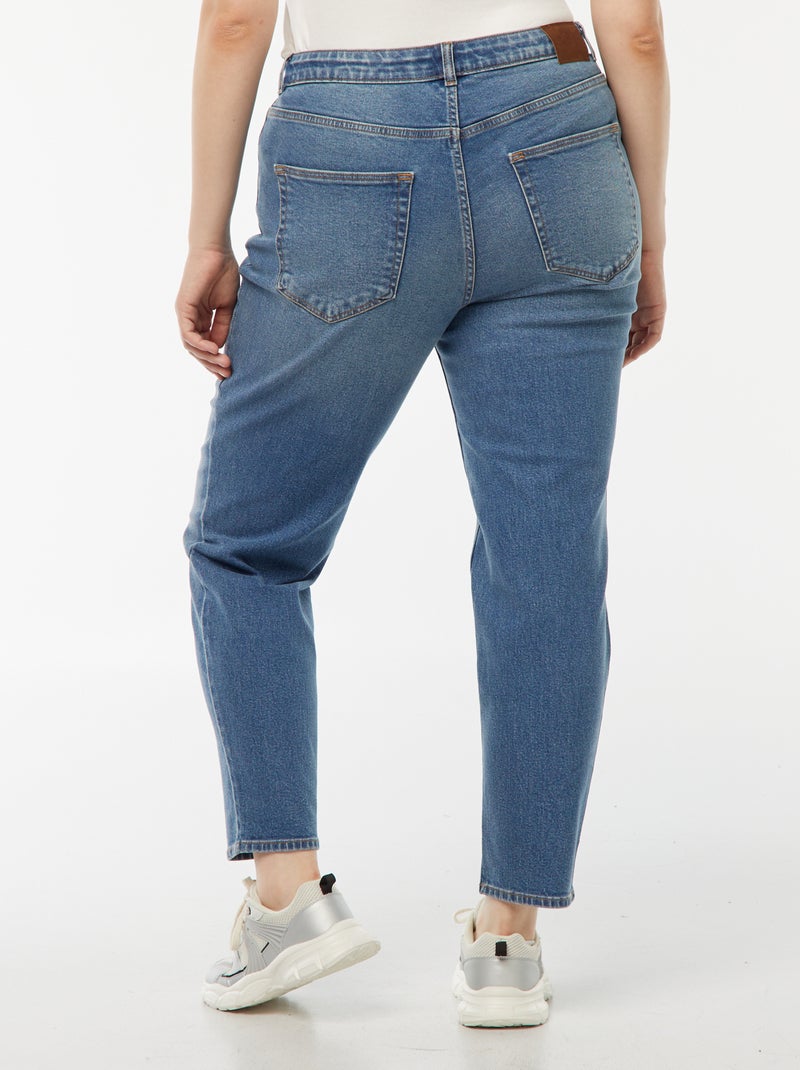 Jean mom taille haute 5 poches - L32 Bleu - Kiabi