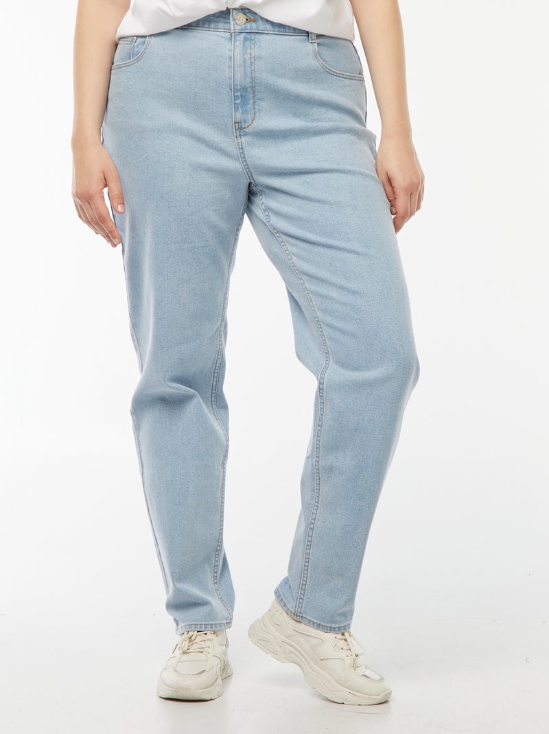 Jean mom taille haute 5 poches - L32 Bleu - Kiabi