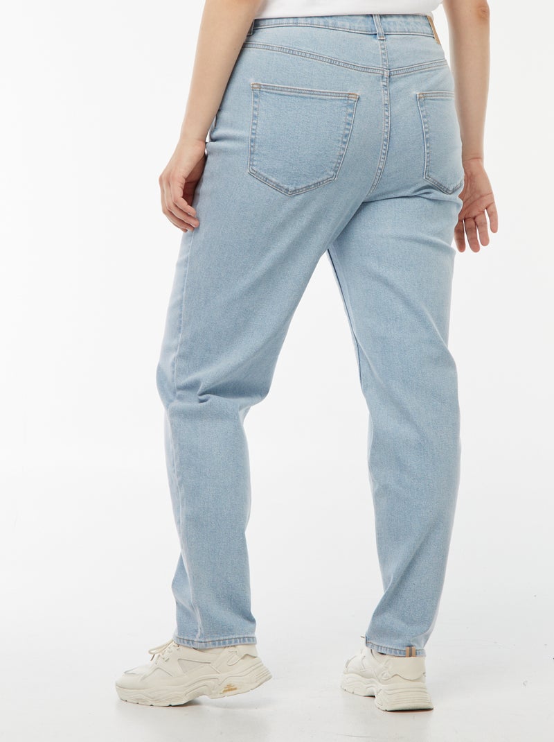 Jean mom taille haute 5 poches - L32 Bleu - Kiabi