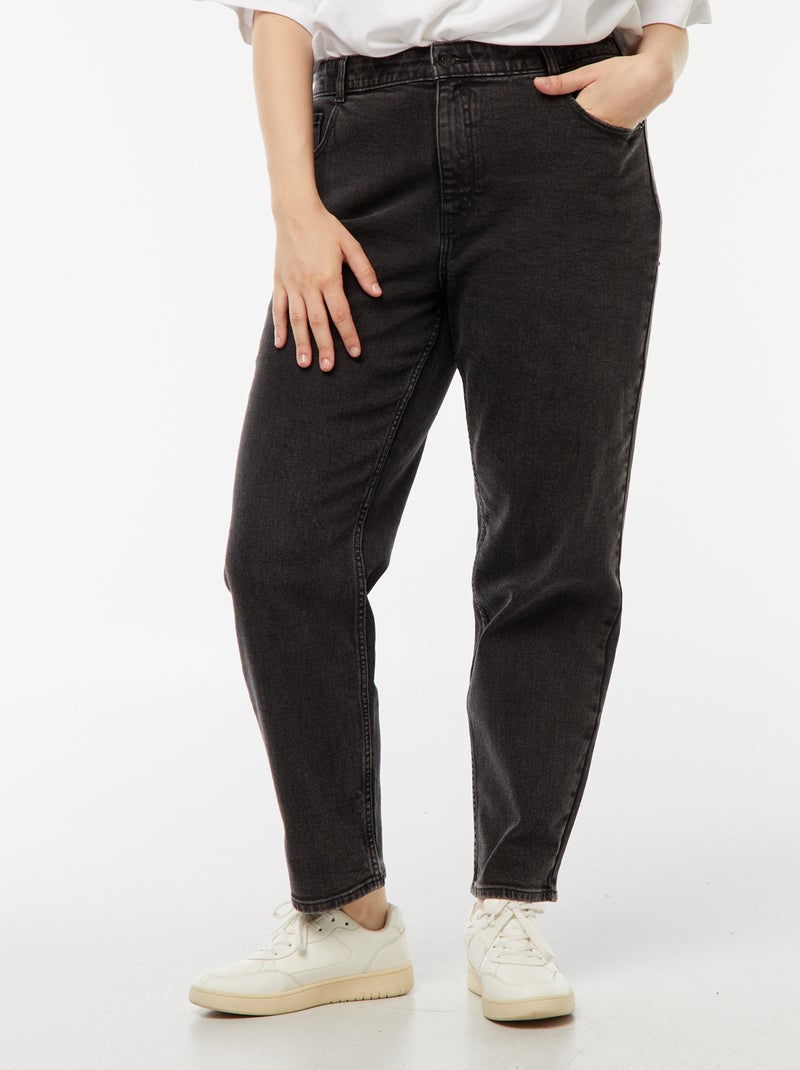 Jean mom taille haute 5 poches - L32 Noir - Kiabi