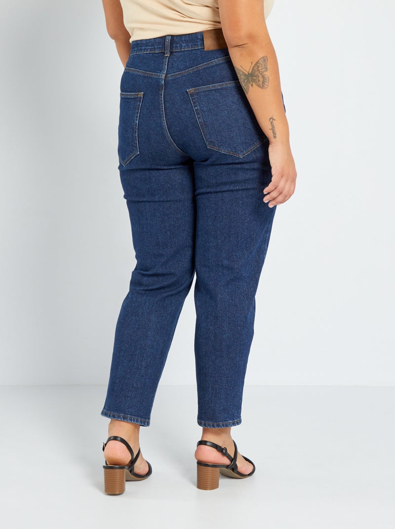 Jean mom taille haute à 5 poches - L28 Bleu brut - Kiabi
