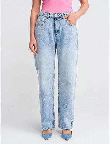 Jean mom taille haute à jambe droite dilvin