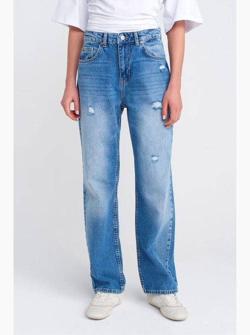 Jean mom taille haute à jambe large dilvin - Kiabi