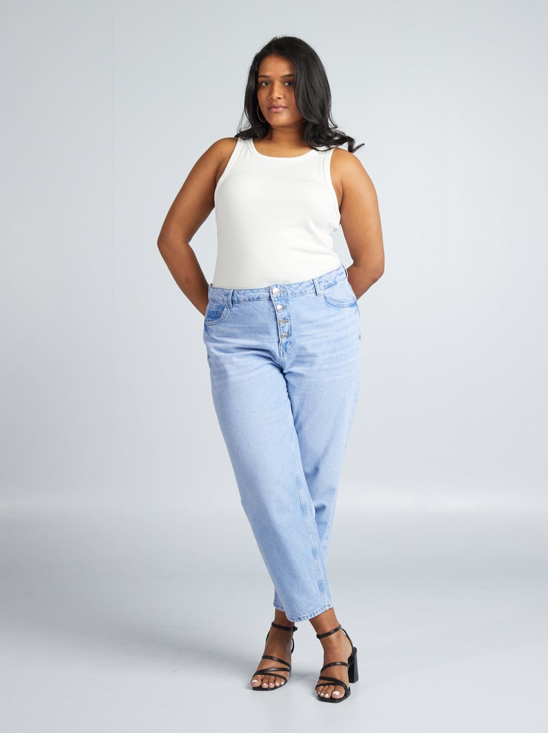 Jean mom taille haute Bleu - Kiabi
