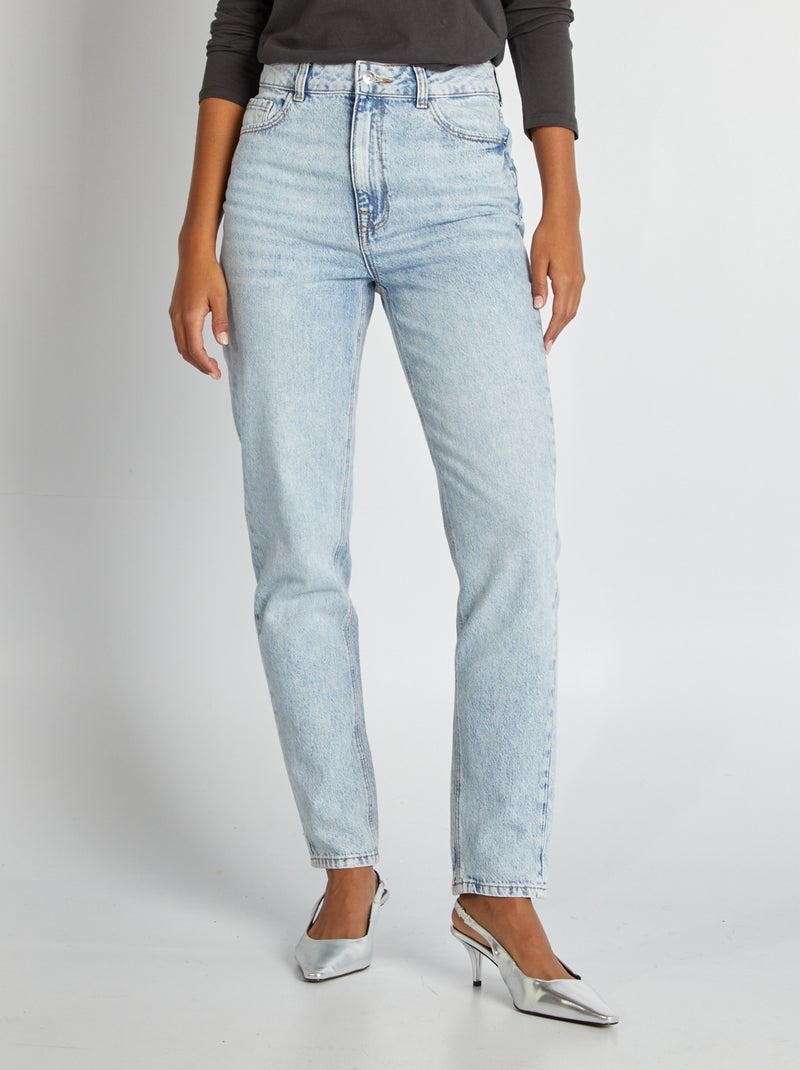 Jean mom taille haute Bleu - Kiabi