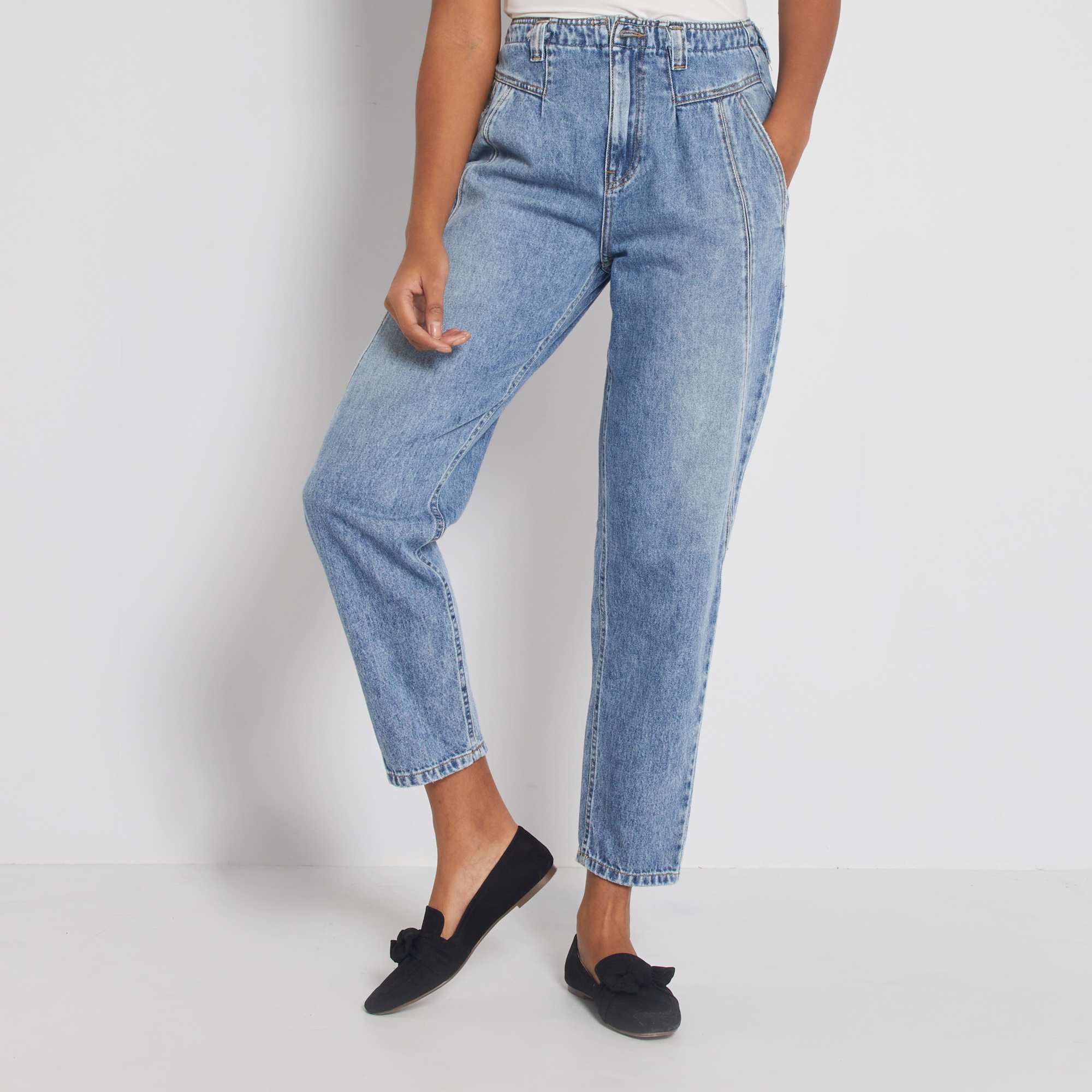 jean bleu taille haute femme