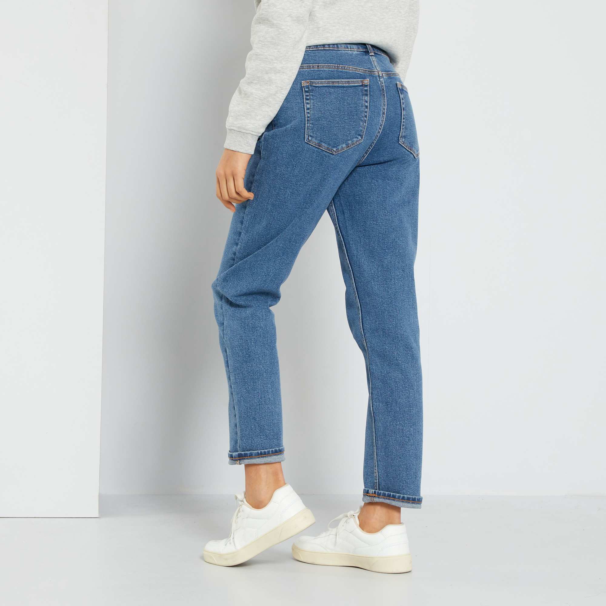 jean blanc mom taille haute