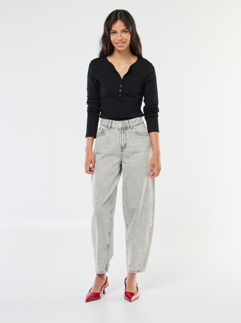 Jean mom taille haute Gris - Kiabi