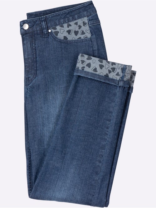 Jean Motif Cœur Tendance - Taille Standard - Moda Vilona - Kiabi Jean Motif Cœur Tendance - Taille Standard - Moda Vilona - Kiabi