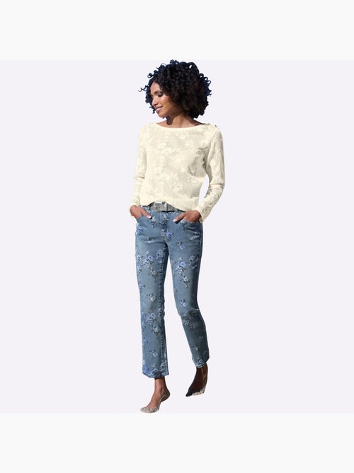 Jean Motif Floral - Taille Standard - Helline - Kiabi Jean Motif Floral - Taille Standard - Helline - Kiabi