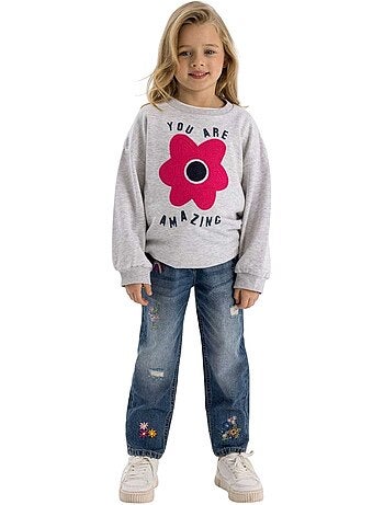 Jean motif/style brodé - minoti