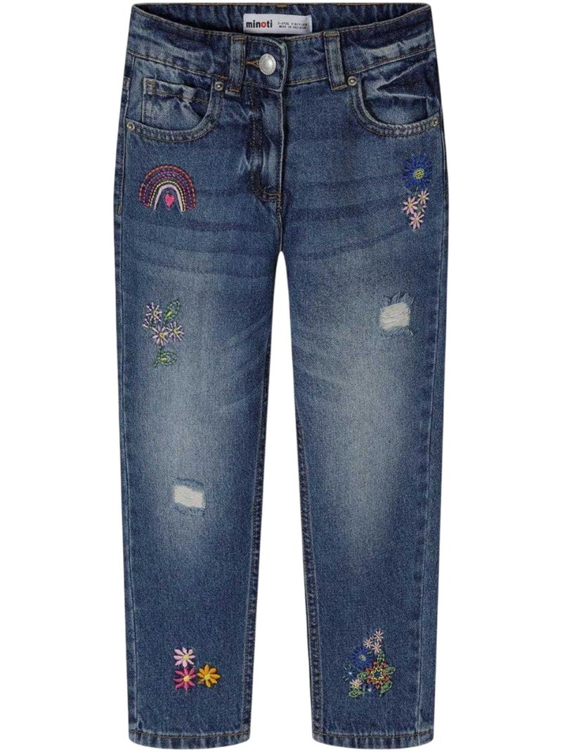 Jean motif/style brodé - minoti Bleu marine - Kiabi