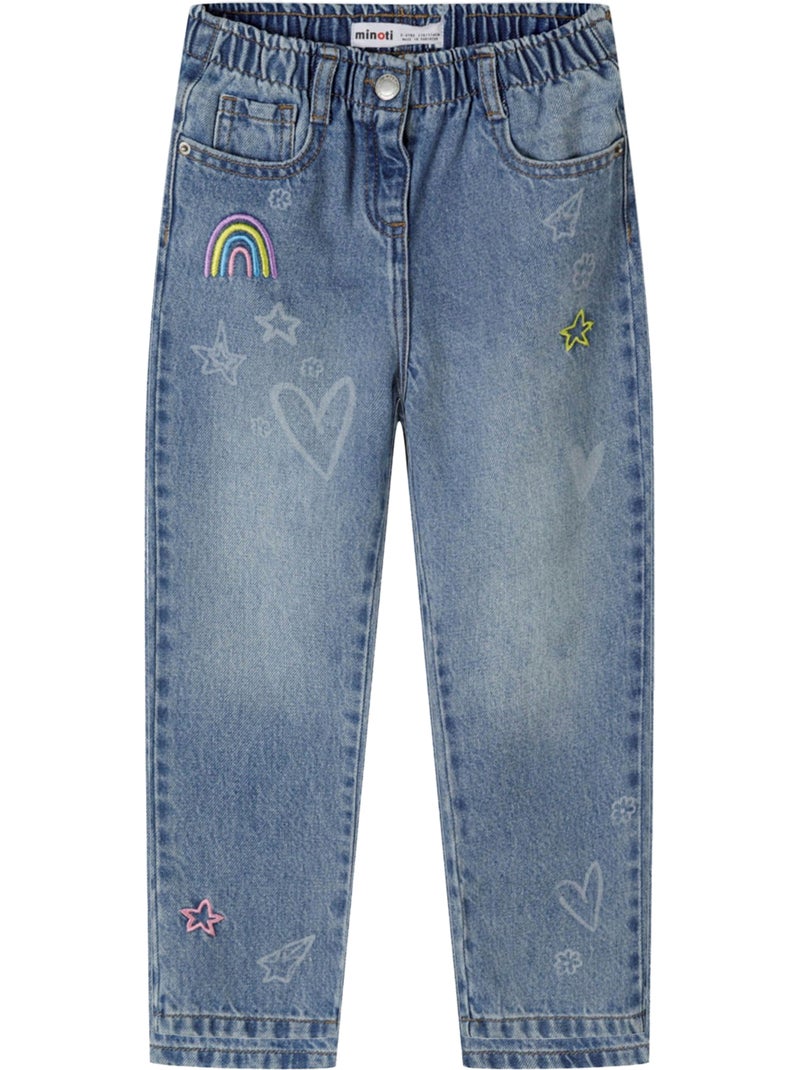 Jean motif/style brodé - minoti Bleu - Kiabi