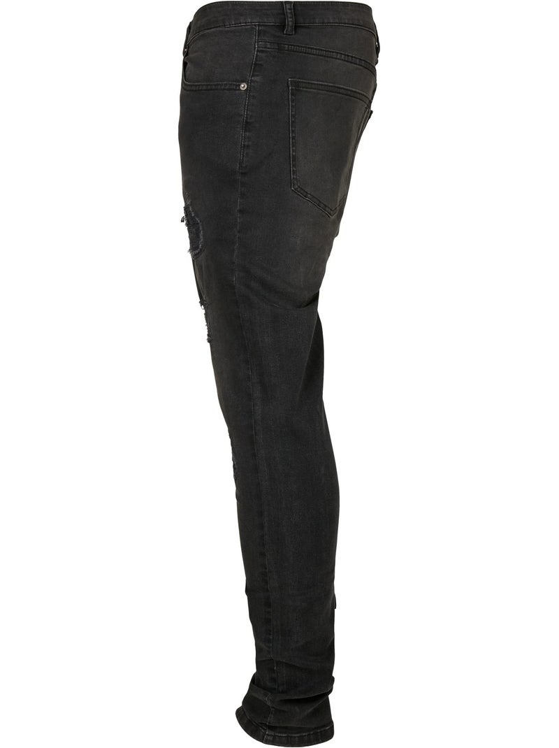 Jean motif/style effet usé - urban classics Noir - Kiabi