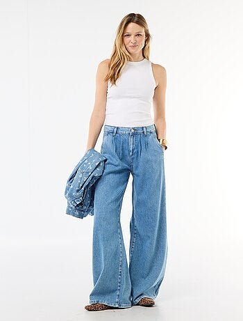 Jean palazzo à coupe large et taille haute