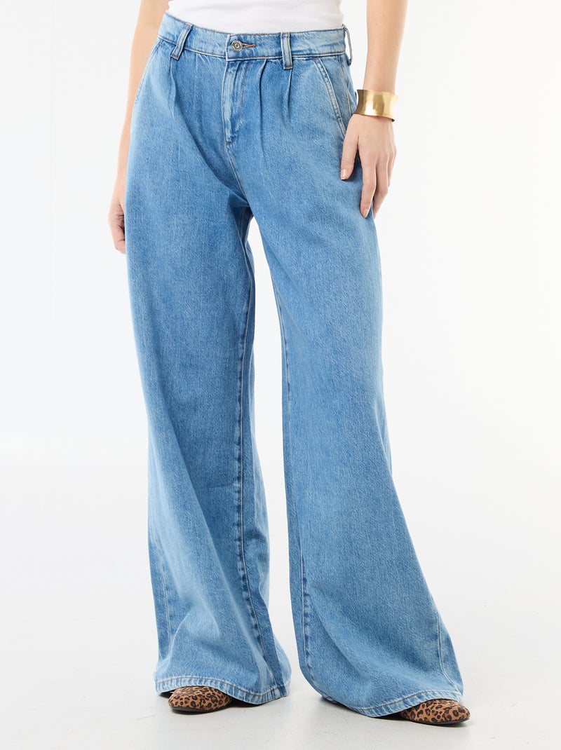 Jean palazzo à coupe large et taille haute Bleu - Kiabi