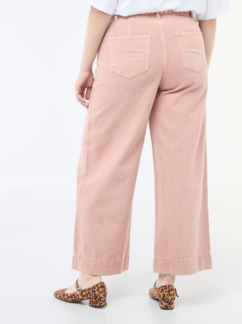 Jean palazzo en twill taille haute Rose - Kiabi