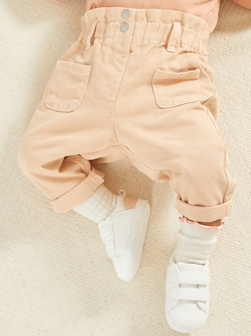 Jean paper bag avec ceinture élastiquée Beige - Kiabi