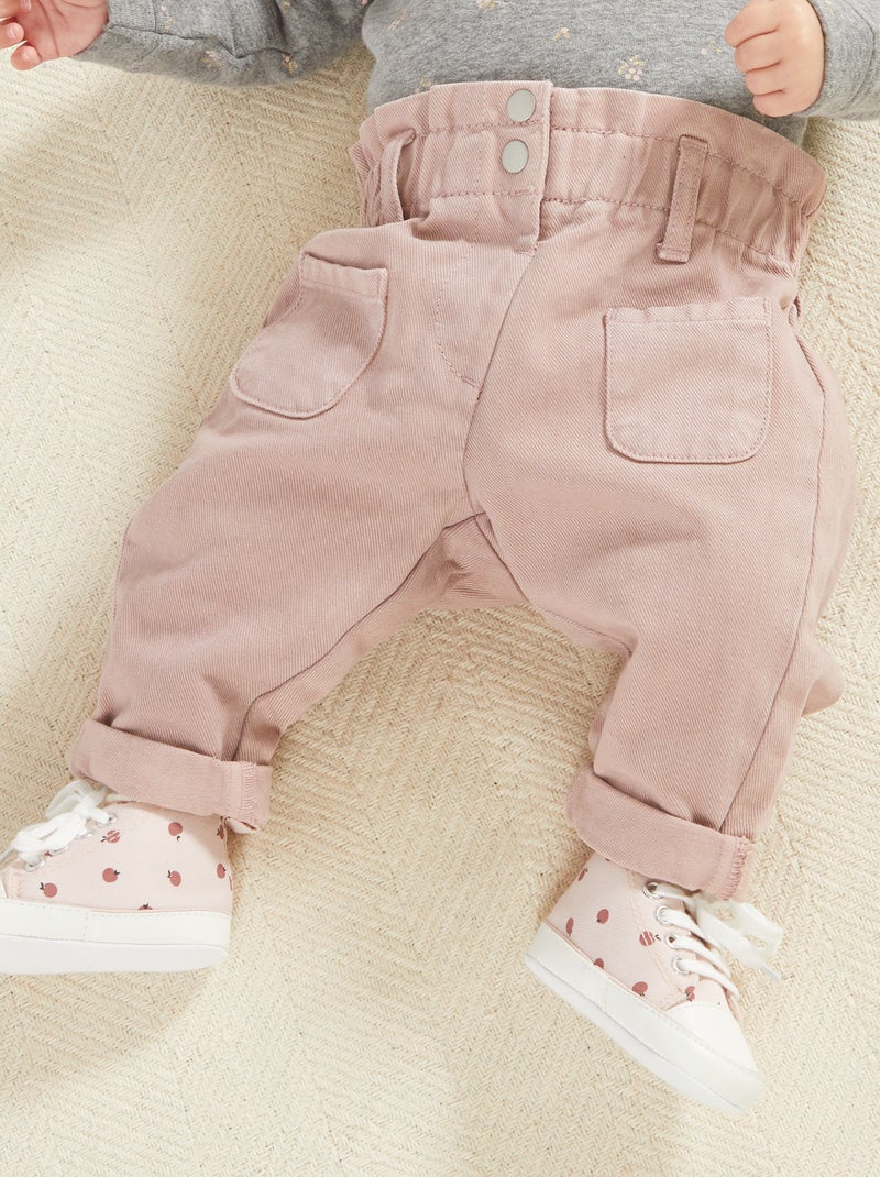 Jean paper bag avec ceinture élastiquée Rose - Kiabi