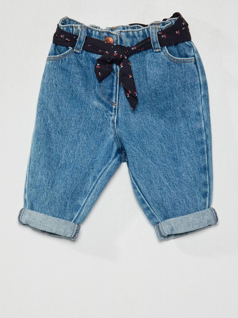 Jean paper bag ceinture en tissu Bleu - Kiabi
