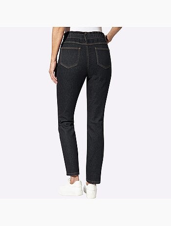 Jean paperbag avec ceinture élastique et poches pratiques - Taille courte - Moda Vilona