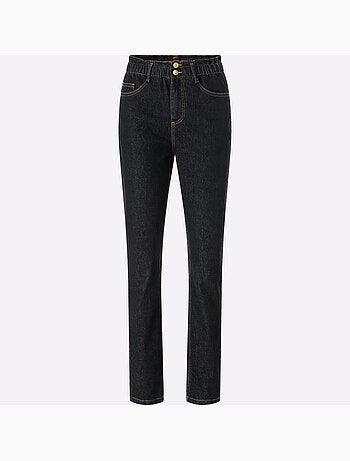 Jean paperbag avec ceinture élastique et poches pratiques - Taille courte - Moda Vilona