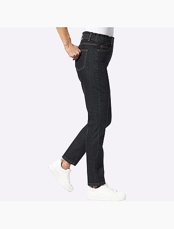 Jean paperbag avec ceinture élastique et poches pratiques - Taille courte - Moda Vilona