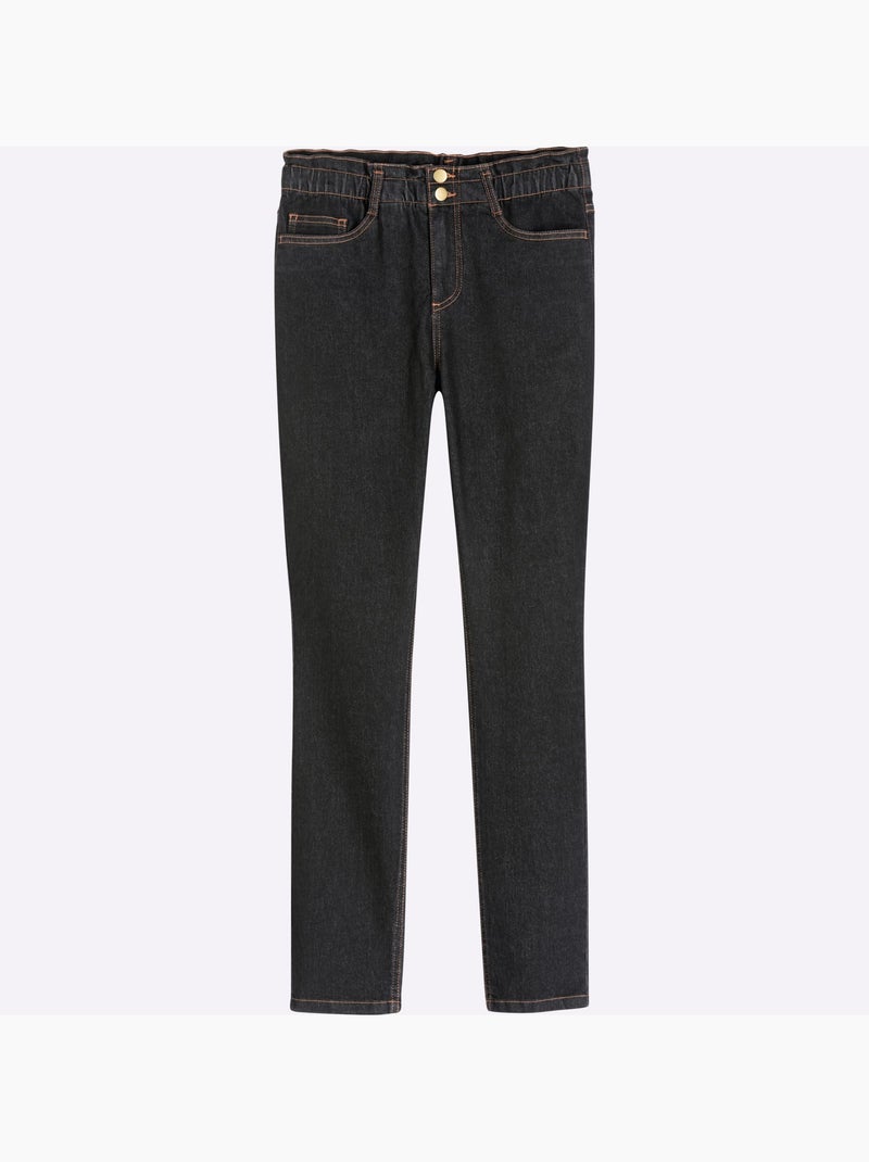 Jean paperbag avec ceinture élastique et poches pratiques - Taille standard - Moda Vilona Noir - Kiabi