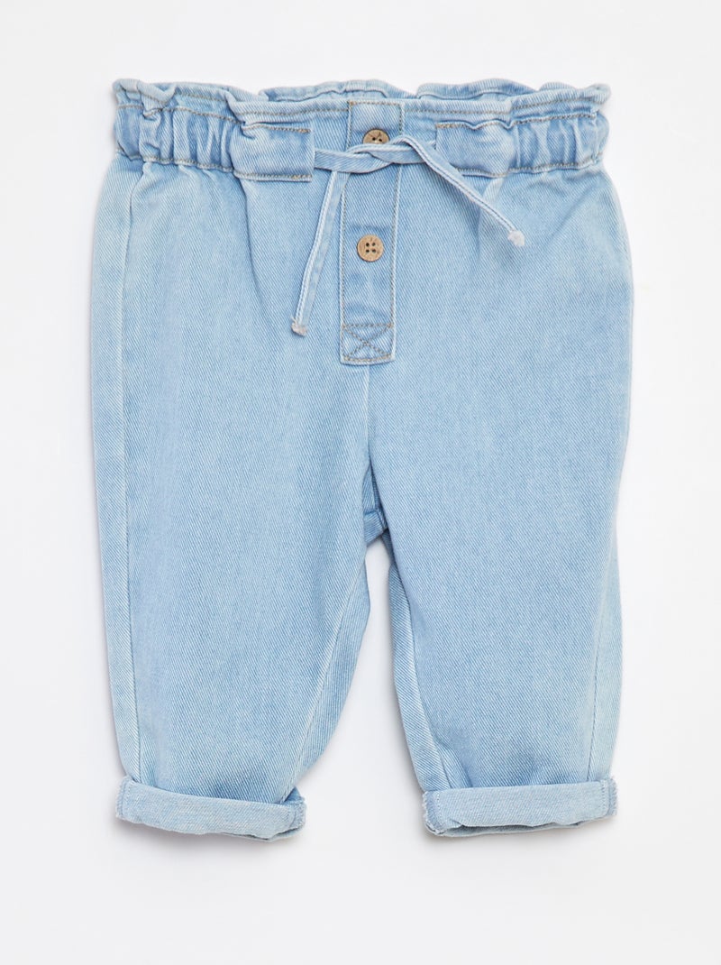Jean paperbag avec liens à nouer à la taille Bleu - Kiabi