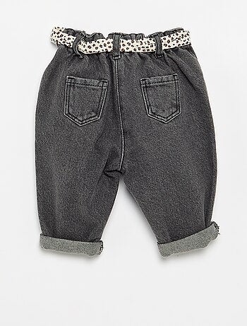 Jean paperbag + ceinture à motif