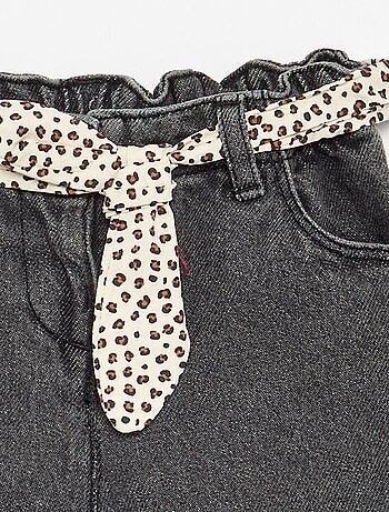 Jean paperbag + ceinture à motif