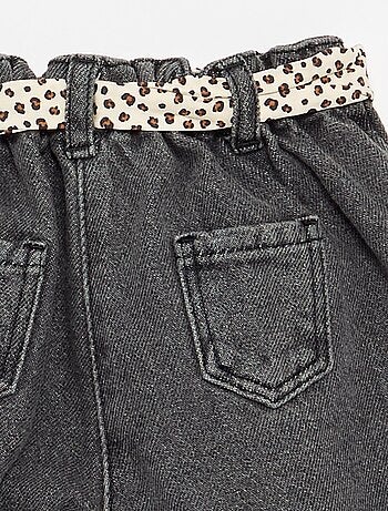 Jean paperbag + ceinture à motif