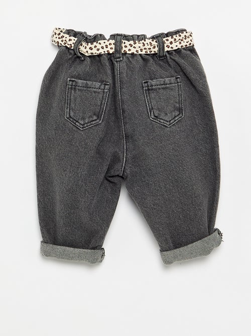 Jean paperbag + ceinture à motif - Kiabi