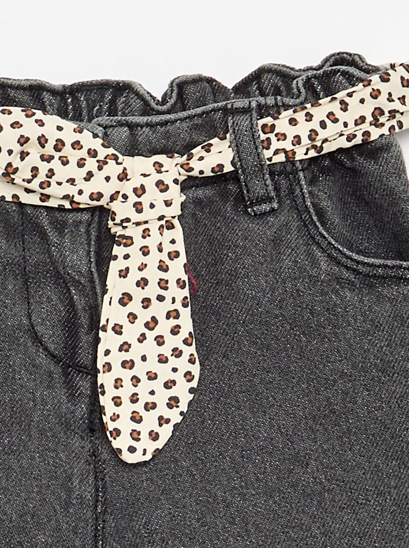 Jean paperbag + ceinture à motif Blanc - Kiabi