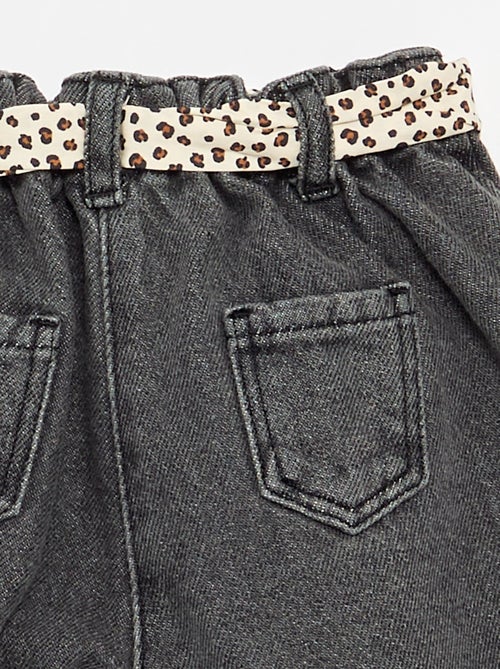 Jean paperbag + ceinture à motif - Kiabi