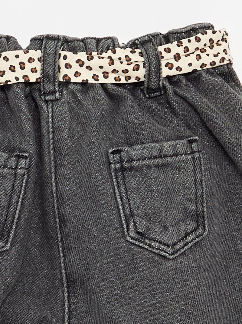 Jean paperbag + ceinture à motif Blanc - Kiabi