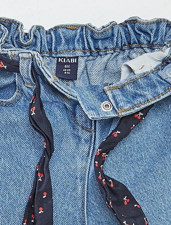 Jean paperbag + ceinture à motif