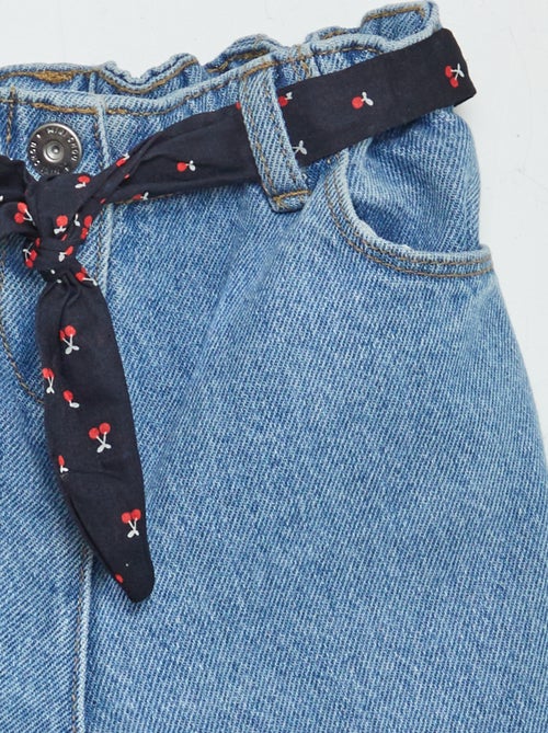 Jean paperbag + ceinture à motif - Kiabi