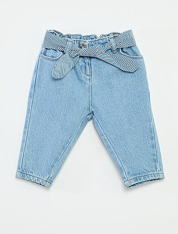 Jean paperbag + ceinture à motif