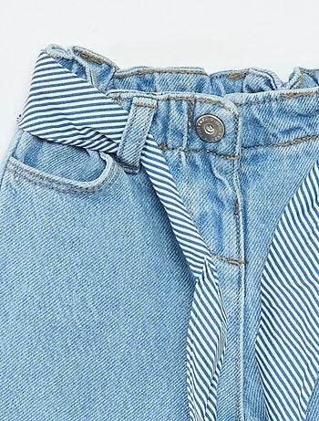 Jean paperbag + ceinture à motif