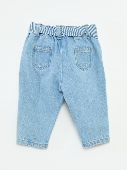 Jean paperbag + ceinture à motif - Kiabi