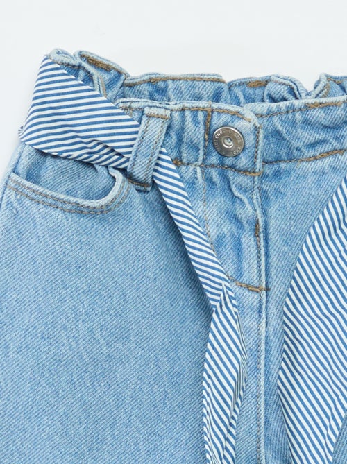 Jean paperbag + ceinture à motif - Kiabi